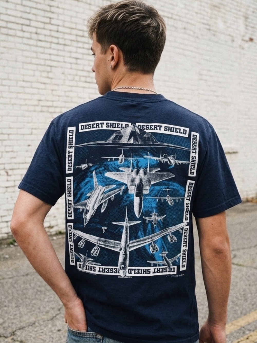 Vintage 1990 Operation Desert Storm Blackbird Int. Oneita Single Stitch Shirt L